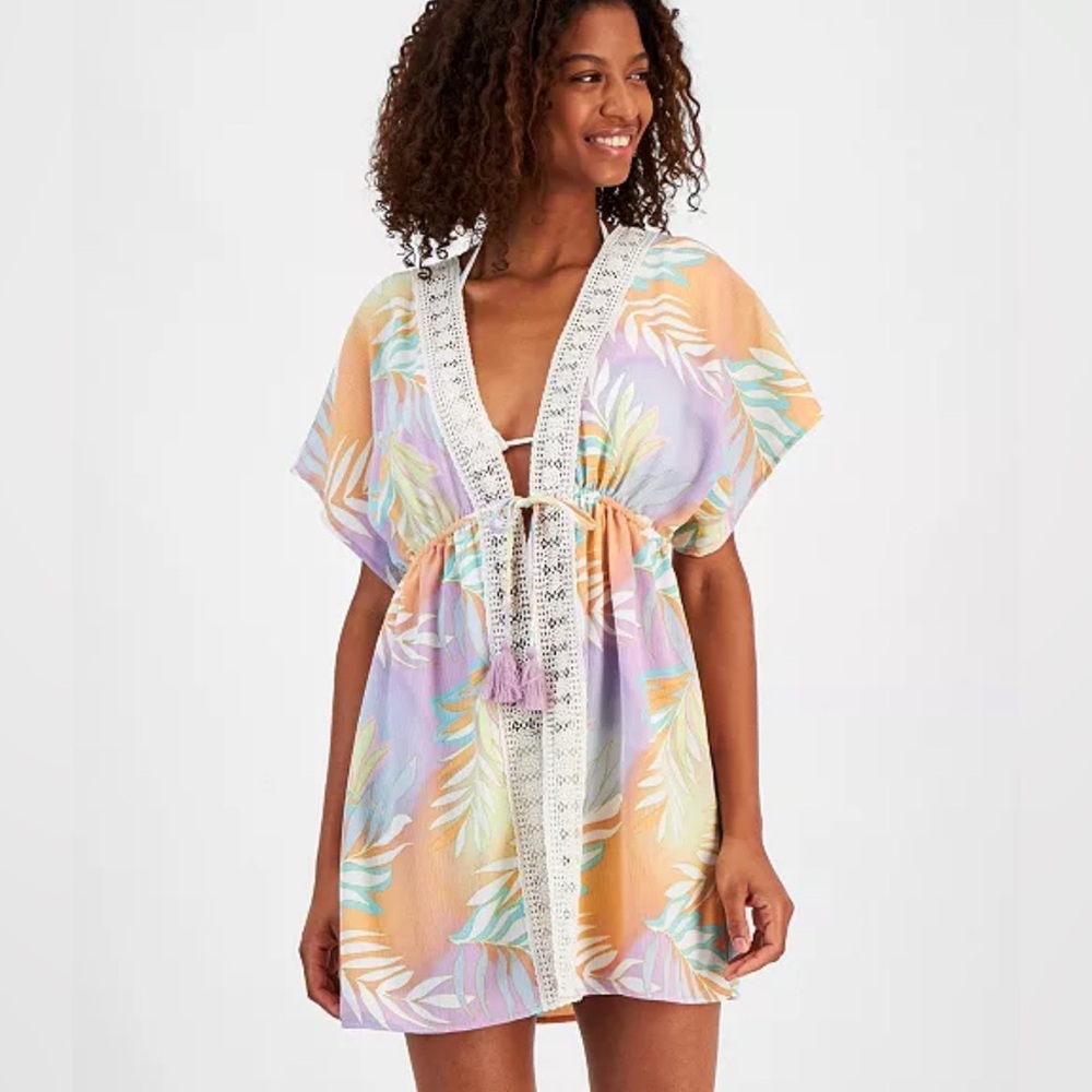 Miken Swim Tropical Palm Print Cover-Up – Size Small